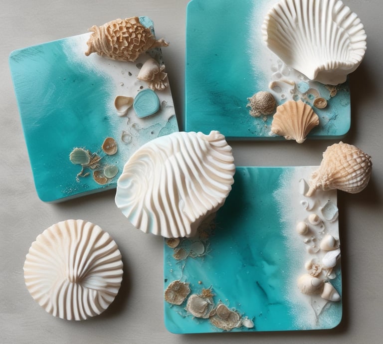 A vibrant display of personalized crafts including ornaments and t-shirts.