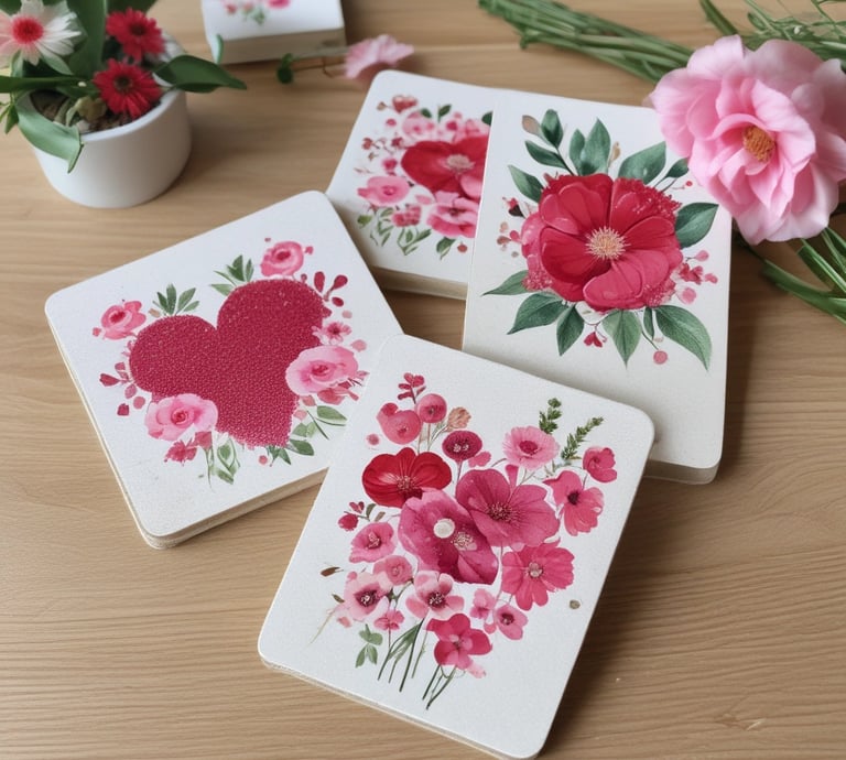 A vibrant display of personalized crafts including ornaments and t-shirts.