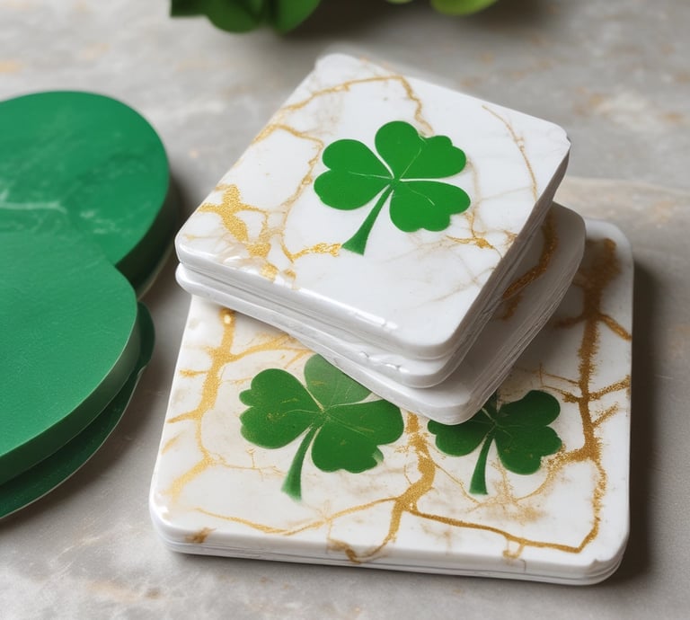 a green background with four leaf clovers