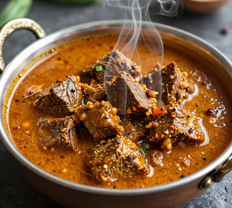A busy fish market stall displaying a variety of fresh seafood including fish and shrimp on ice. The setup includes yellow price tags, and there are blurred figures of people in the background, indicating a lively market atmosphere.