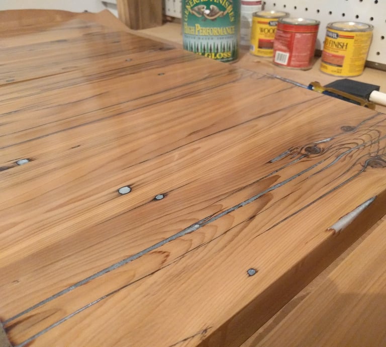 cedar and epoxy wood test pieces for desk and counter