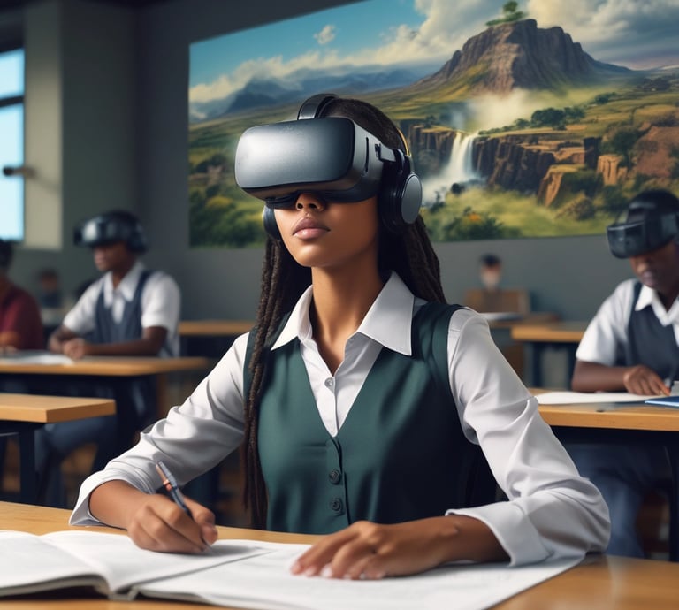 A classroom filled with engaged students exploring virtual reality technology.