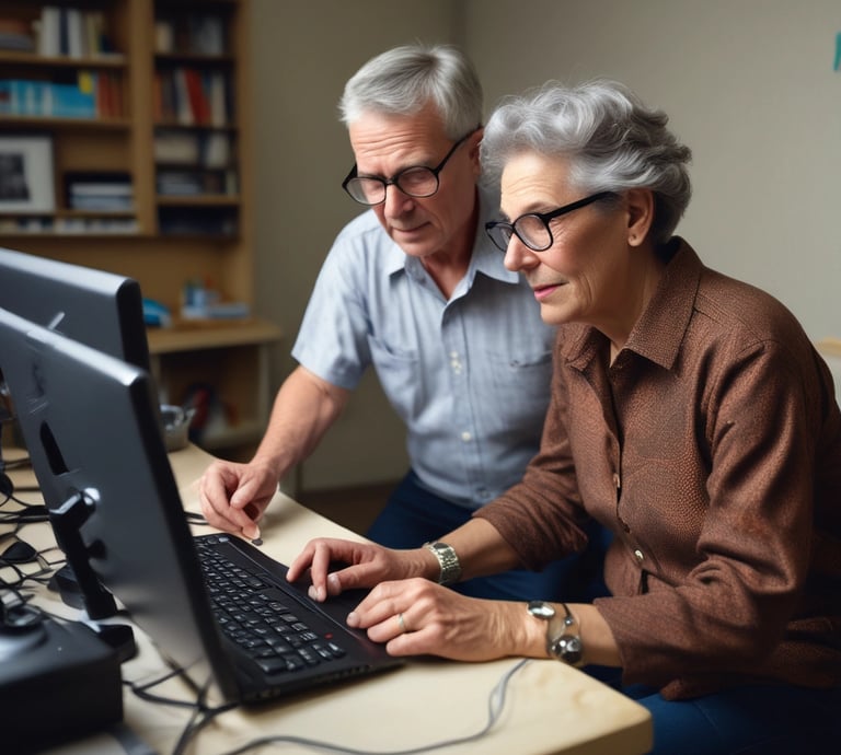 A professional workspace featuring medical and technological tools.