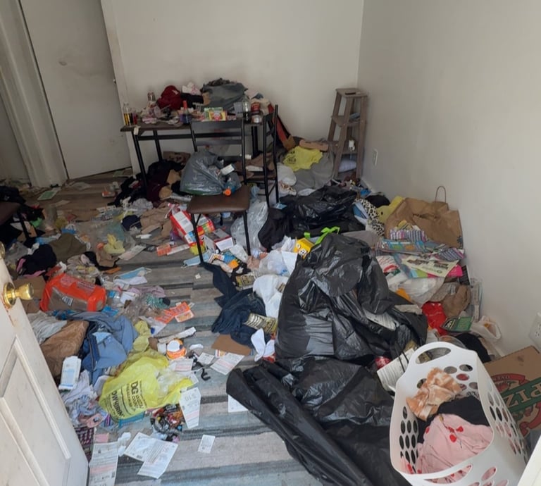 Garage cleanout in Greenfield MA clearing clutter and storage items