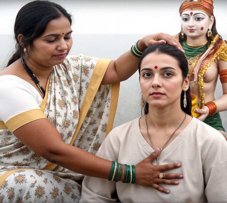 indian woman performing the Kalavahana ritual