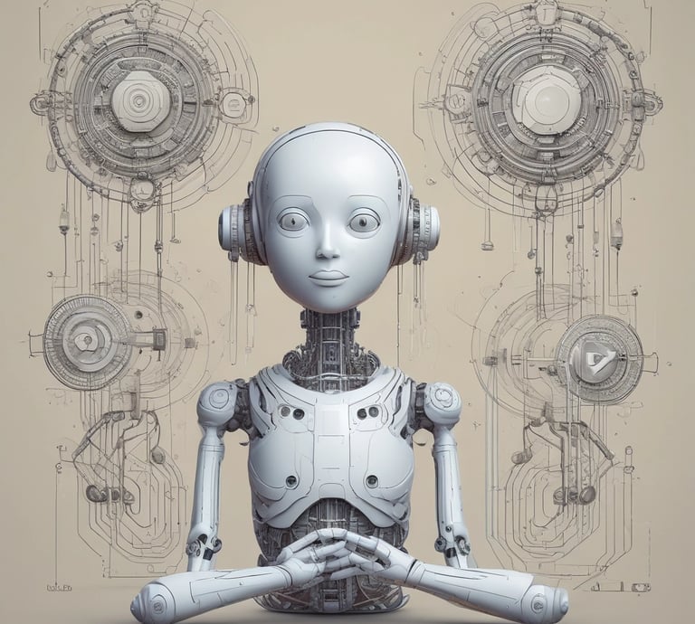 A futuristic and digital-themed image features a stylized circuit board with the words 'Open AI' in bold, glowing letters. Above it is a design that resembles an AI or robot face with neon accents. The background consists of a network of interconnected blue lines and nodes, suggesting themes of technology and connectivity.