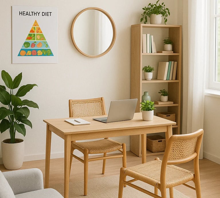 Nutritional Professional Office with Healthy Diet Picture on the wall