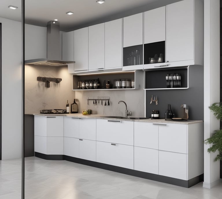 A beautifully designed modern living room with elegant furniture and soft, warm lighting.