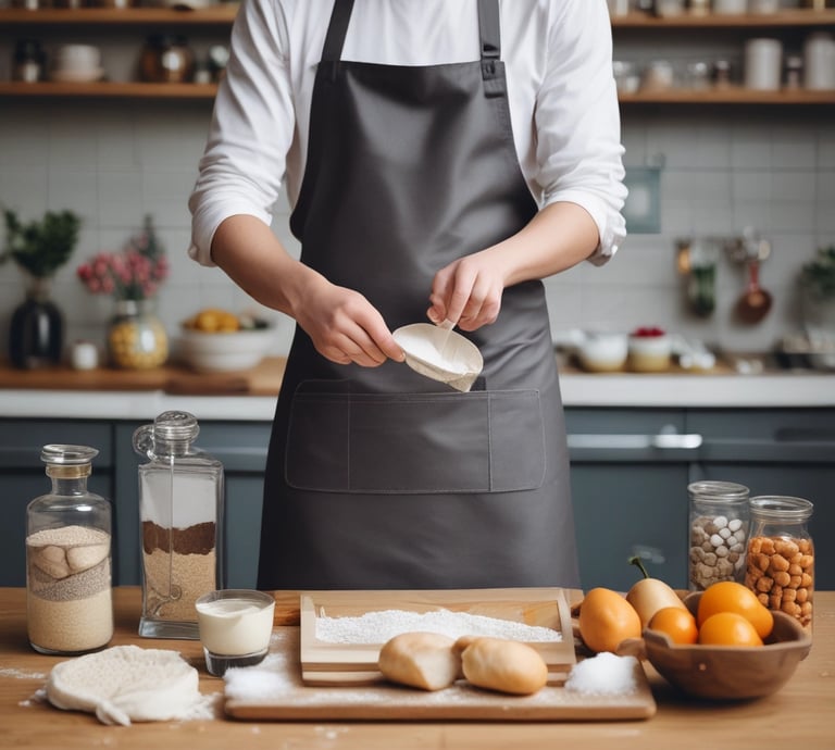 A cozy kitchen scene with fresh organic ingredients and a chef teaching a small group.