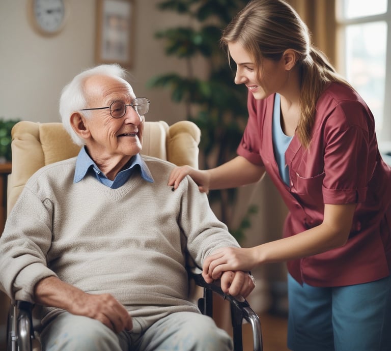 Instructor demonstrating CPR techniques to a small group in a bright, hands-on classroom setting.