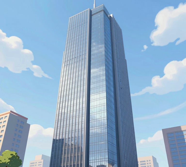 A sleek, minimalist industrial building facade under a vast southwestern sky.