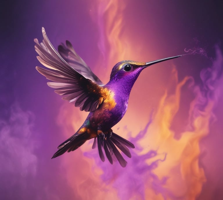 A warm portrait of Gold Trimm surrounded by flowing gold ribbons against a rich purple backdrop.