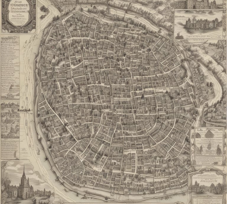 historic map of a ancient market town in England