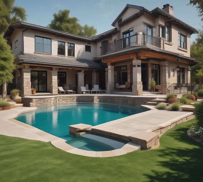 A friendly real estate agent showing a happy family their new home with currency symbols floating around.