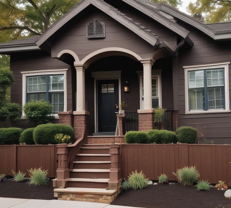 Painter carefully applying a fresh coat of blue paint on a residential home's exterior siding.