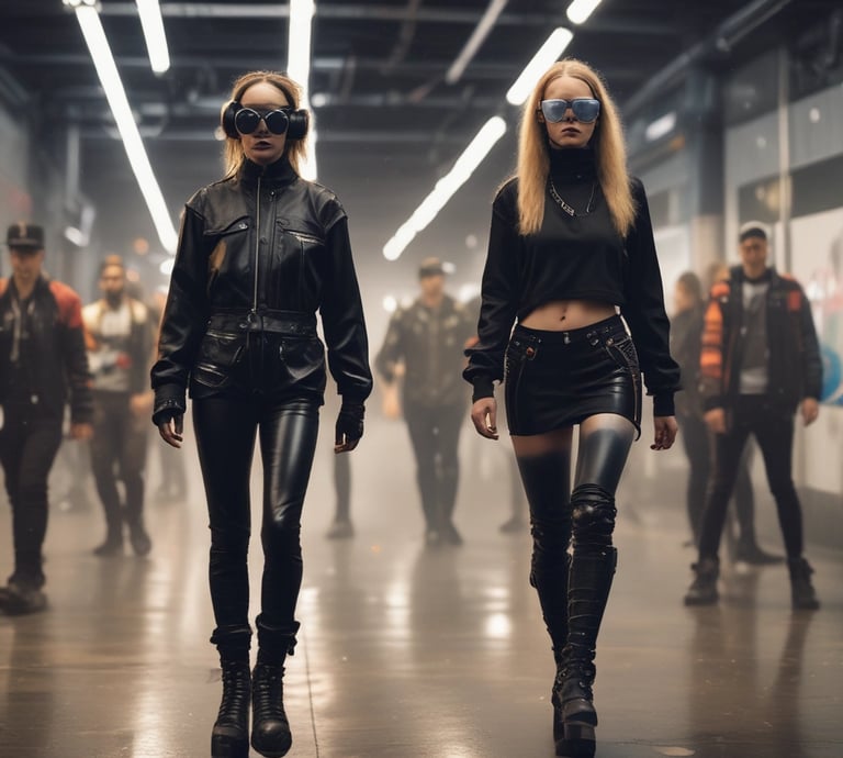 chicos y chicas buscando ropa para ir a una rave fiesta techno