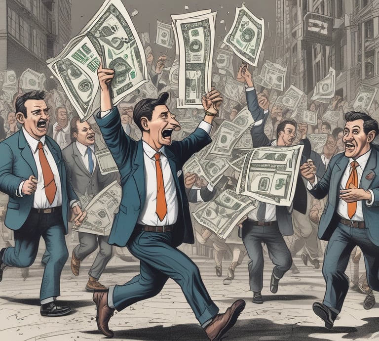 A vibrant, chaotic chain-goblin mascot bursting through chains against a digital crypto background.