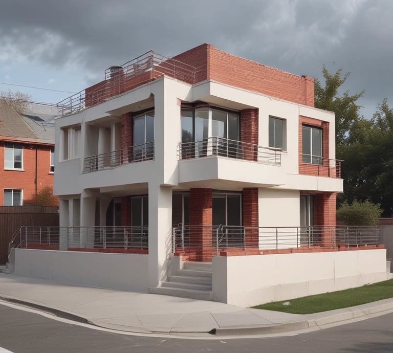 Craftsman carefully restoring a building facade with traditional tools under natural light.