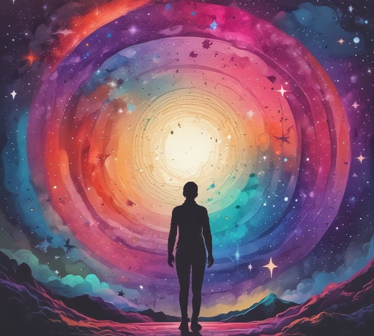 A serene night sky filled with stars forming astrological charts.