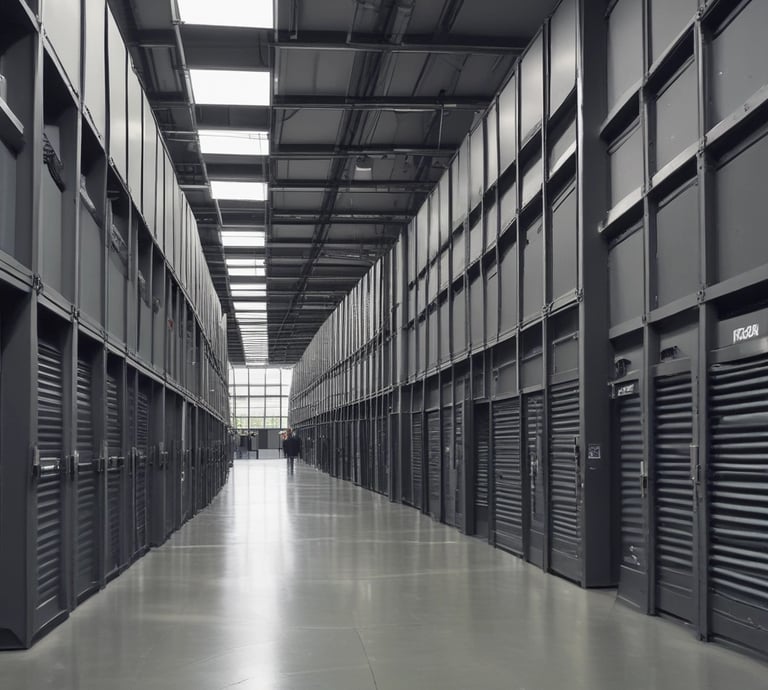 A clean, modern office building surrounded by well-maintained landscaping under a clear sky.