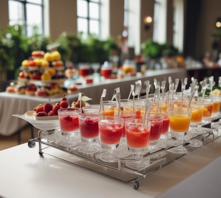 An elegant workspace featuring a laptop displaying a catering checklist, surrounded by champagne gold accents and soft charcoal decor.