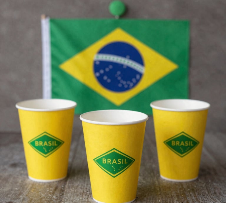 A sleek minimalist jersey featuring five golden stars and a green diamond emblem representing Brazil's quest for the sixth title.