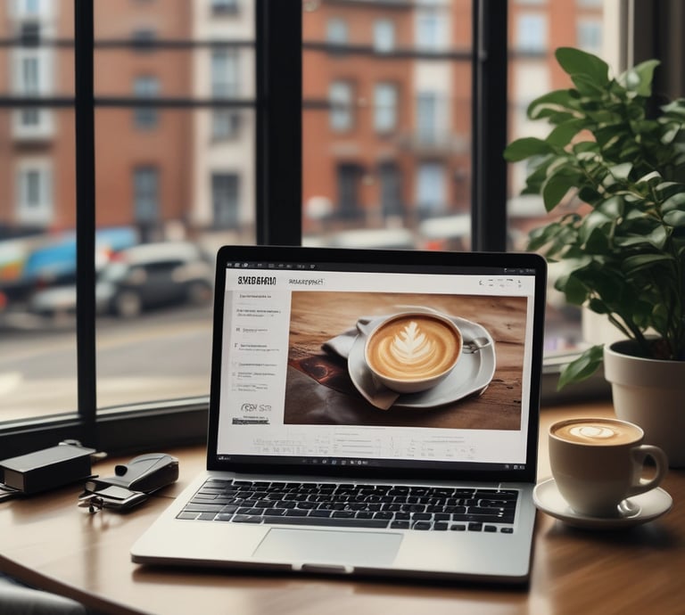 A professional consultant working with digital asset management on a laptop in a cozy office.