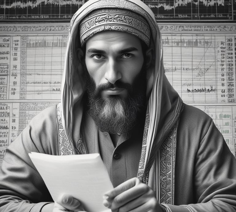 A warm-toned workspace with a laptop displaying stock charts and a cup of tea, reflecting thoughtful investment.