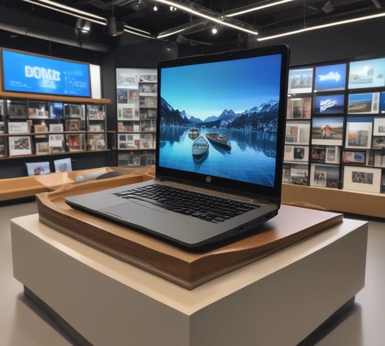 Futuristic home and technology products glowing in a sleek, modern setting.