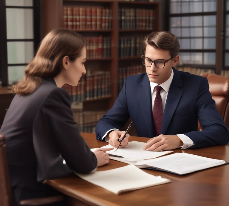A team of professional lawyers collaborating in a modern office.