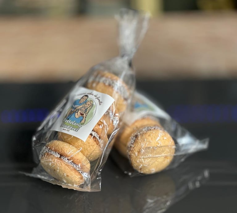Alfajor de coco sem açúcar refinado da Pastelaria Saudável