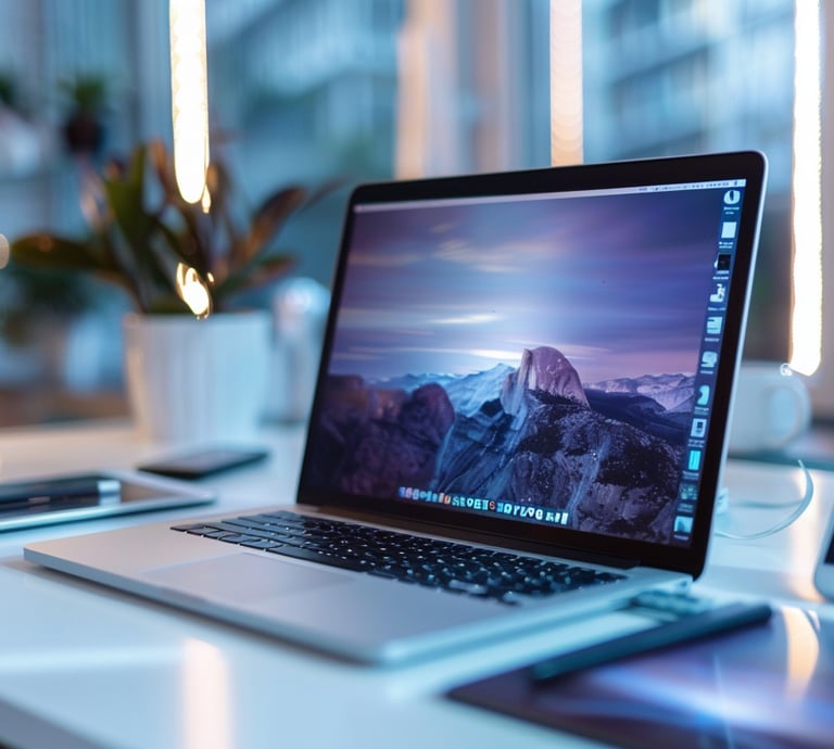 Ein Laptop und ein Smartphone auf einem Schreibtisch