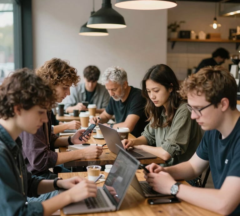 four person holding each others waist at daytime