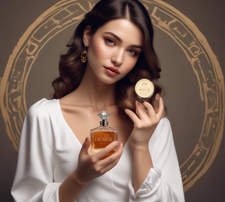 An inviting close-up of a luxurious perfume bottle with a soft-focus background.