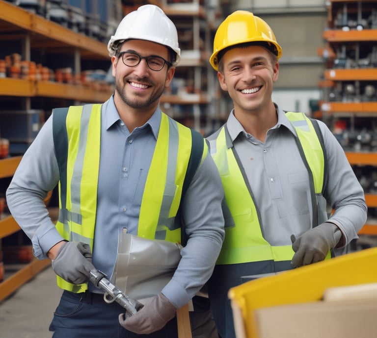 Close-up of modern safety gear arranged on a clean surface.