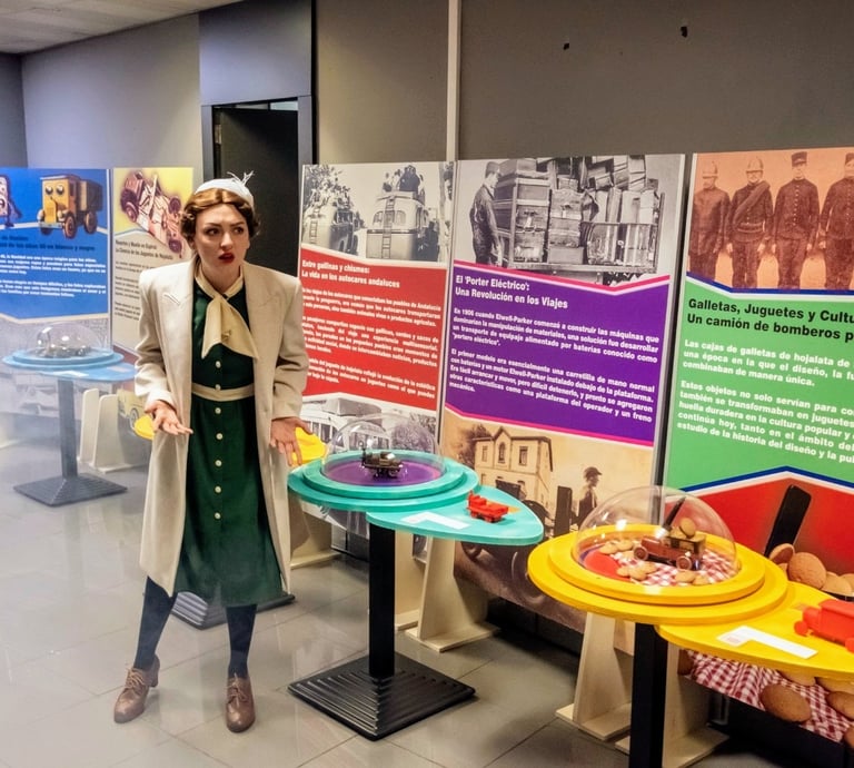 Exposición de juguetes de hojalata accesibles