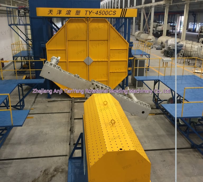 Shuttle rotomolding machine
