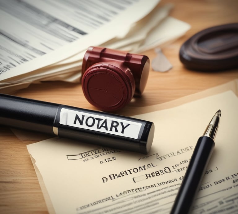 A dimly lit street scene at night features a brick building with a neon sign displaying the words 'INCOME TAX' in red and 'NOTARY PUBLIC' in green. A streetlight illuminates the space immediately around it, creating a contrast with the dark surroundings.
