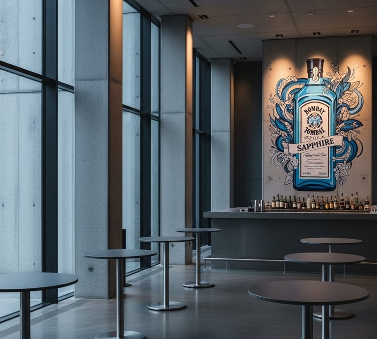 Mural publicitario en un bar