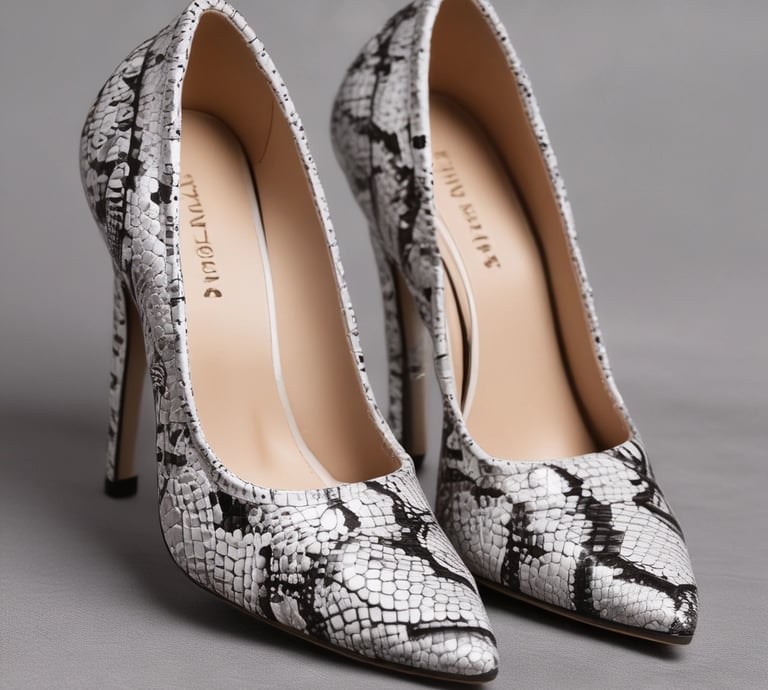 Close-up of the intricate texture of python snakeskin leather used in exotic shoes.