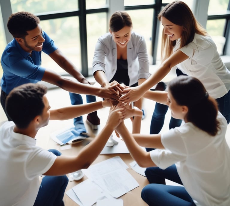 Two stacks of books are arranged, each book with a title that reads 'Team Lead Succeed.' The author's name, Nick Fewings, is visible on the spines. The books are neatly placed on a wooden surface, in front of a decorative background with intricate teal and cream patterns.