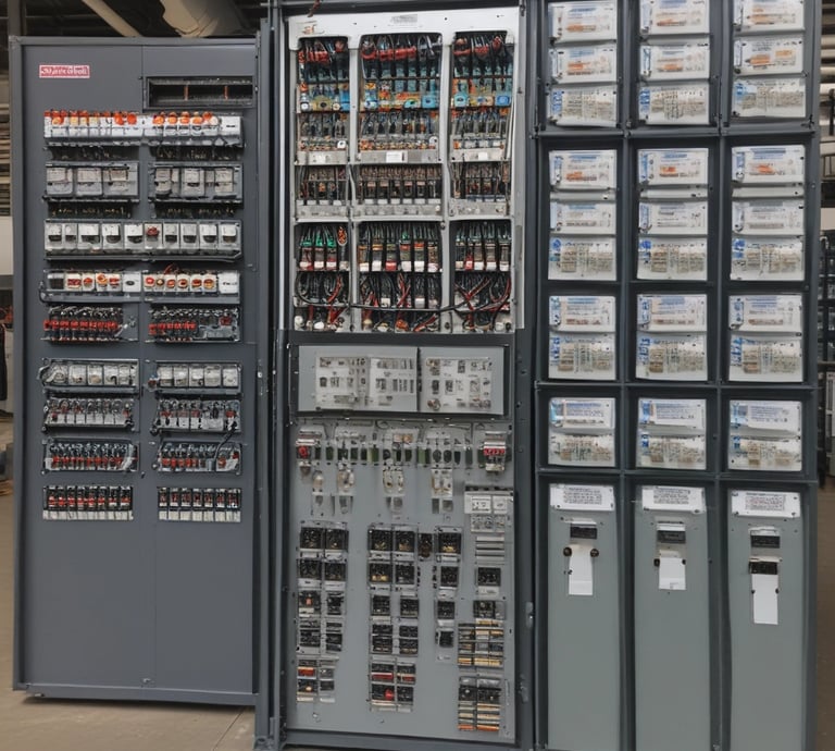 Technician performing an electrical safety inspection in an industrial facility.