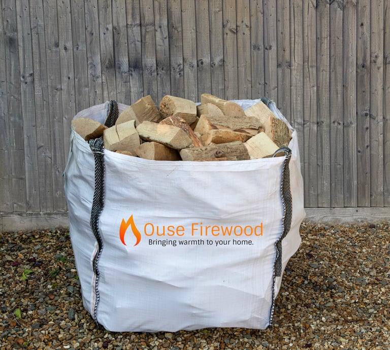 A bulk bag of kiln-dried firewood from Ouse Firewood for delivery across Cambridgeshire
