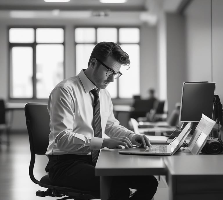 A technician assisting a customer with their computer at home.