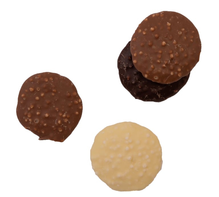 Chocolade schijfjes gepofte rijst
