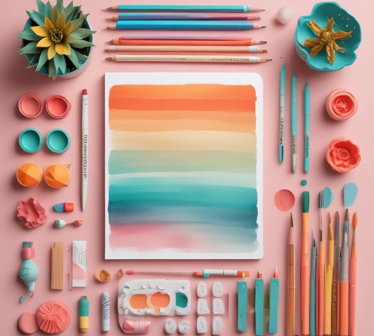 An inviting stack of journals and coloring books with jazzy, vibrant two-toned beige and light brown covers.