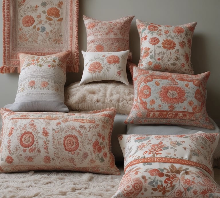 A vibrant display of handcrafted Pakistani textiles showcasing intricate patterns.