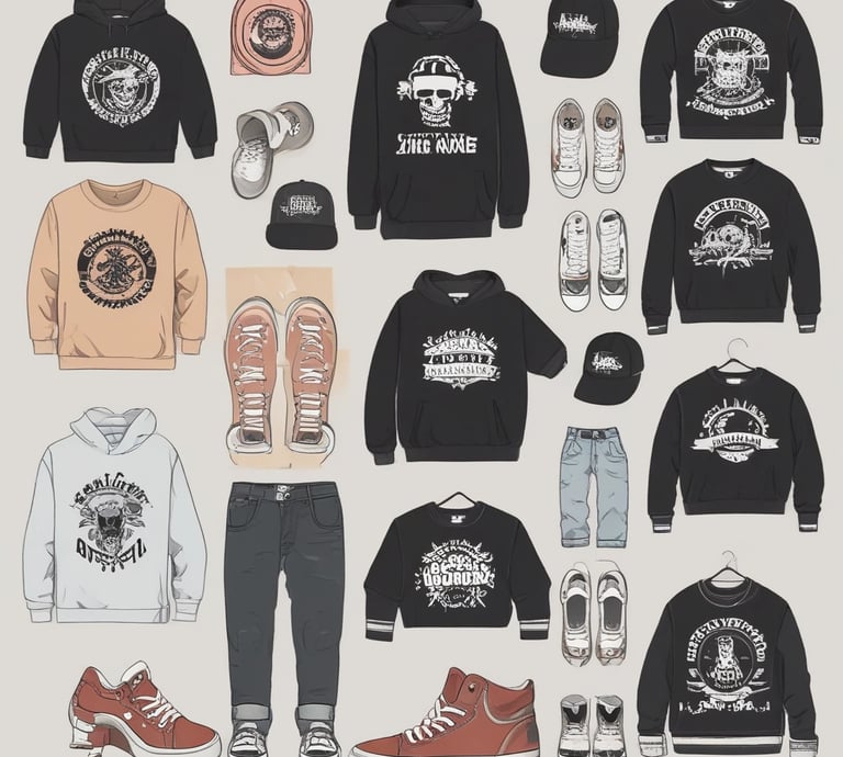 A vibrant display of colorful custom-printed t-shirts on hangers.