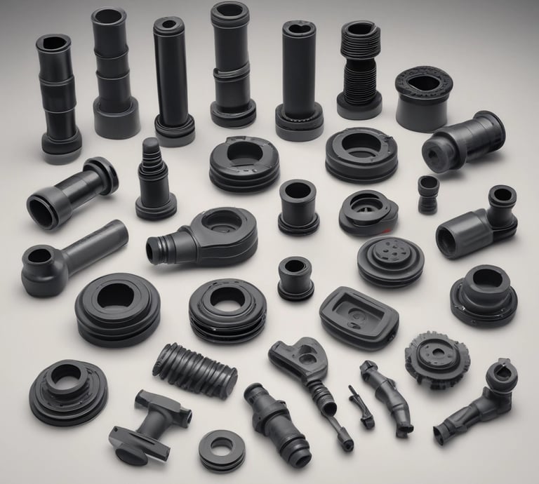 Silicone and NBR rubber sheets displayed on a workshop table with tools around.