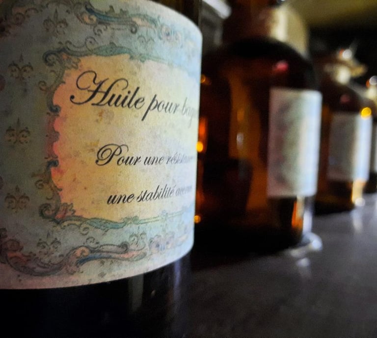 Bouteilles de potion sur une étagère dans la boutique de magie de la salle d'évasion